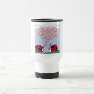 Schattig Ladybug met roze ballon Bouquet Reisbeker