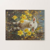 Schattig Lam Geel Daffodils Schilderij Legpuzzel (Horizontaal)