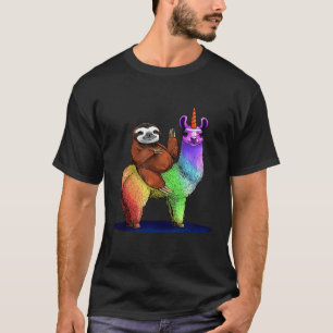 Schattig Lama Met Luiaard T-shirt