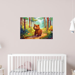 schattig land bruin beer liefhebbers nursey poster