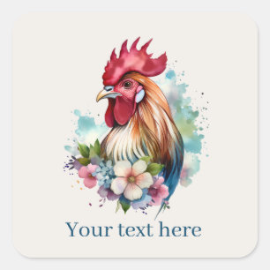 schattig land haan kip liefhebbers bericht toevoeg vierkante sticker