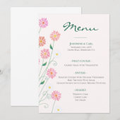 Schattig landelijk madeliefje lente roze menu (Voorkant / Achterkant)