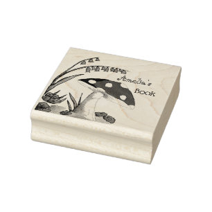 Schattig landelijk paddenstoel ex-libris rubberstempel
