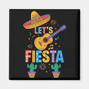 Schattig Laten we Feest Cactus Gitaar Mexicaans Fe Magneet