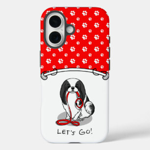 Schattig Laten we gaan! Japanse Chin-hond (zwart & iPhone 16 Hoesje