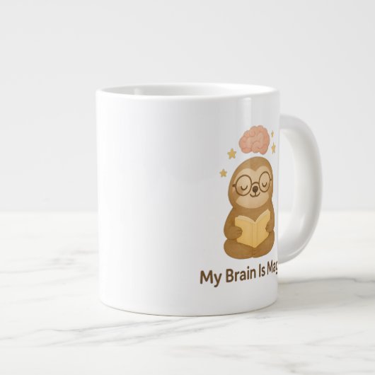 Schattig leesbeertje — Mijn brein is magisch motiv Extra Grote Beker (Voorkant rechts)