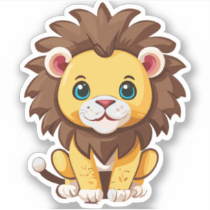 Schattig Leeuw Cartoon Karakter Sticker
