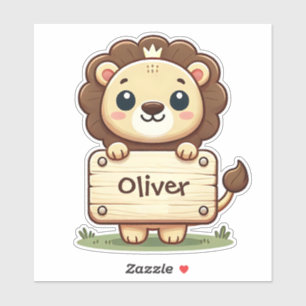 Schattig Leeuwtje met Naambordje Sticker
