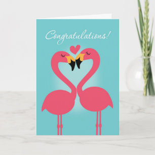 Schattig Lesbisch Flamingo Huwelijk Felicitaties Kaart