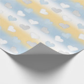 Schattig Leuk Geel, Wit en Blauw Hart Patterned Cadeaupapier (Hoek)