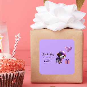 Schattig Leuke Hond Kinderen Verjaardagsfeest Vierkante Sticker