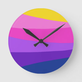 Schattig levendig kleurrijk ontwerp blauw roze gee ronde klok