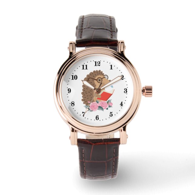schattig lezen houdt van egel horloge (Voorkant)