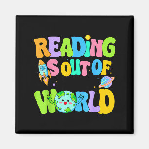Schattig lezen is buiten deze wereld ruimte boeken magneet