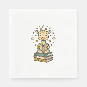 Schattig Lezende Giraffe Boekliefhebber Vintage T- Servet