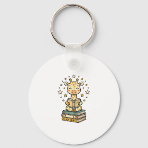 Schattig Lezende Giraffe Boekliefhebber Vintage T- Sleutelhanger