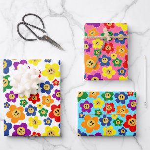 Schattig LGBT Regenboem Bloemmotief Inpakpapier Vel