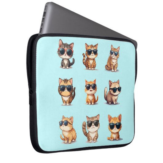 Schattig licht Blauw Cat Thema Elektronica Tas (Voorkant Rechts)