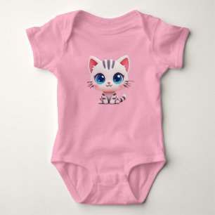 Schattig Lief Cartoon Witte Kitten voor Pasgeboren Romper