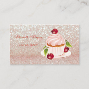 Schattig Lief, Gestreepte, Glitterende, Cupcake, Visitekaartje