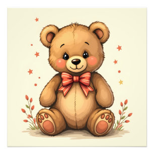 Schattig lief klein bruin beren met stropdas foto afdruk