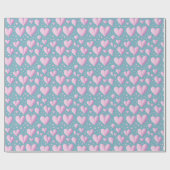 Schattig Liefde Harten Girly Pastel Roze En Blauw Cadeaupapier (Vlak)