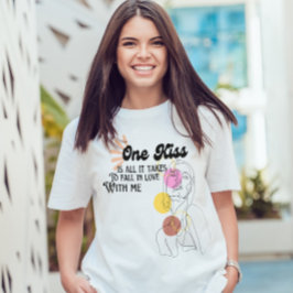 schattig liefdescitaat Roze stijlvolle lijntekenin T-shirt