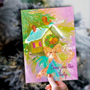 schattig liefdesvogels kerst nieuwjaar Party Kaart
