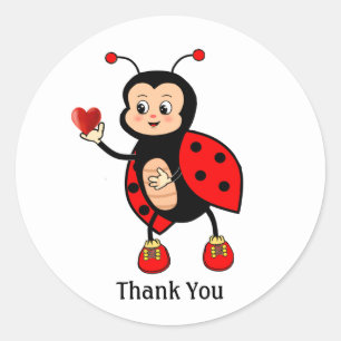 Schattig lieveheersbeestje en hart dank u ronde sticker