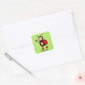 Schattig lieveheersbeestje en hart op groen dank u vierkante sticker (Envelop)