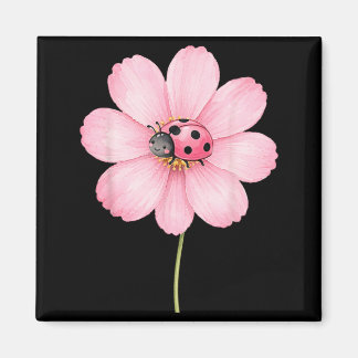 Schattig Lieveheersbeestje Roze Cosmos Bloem Water Magneet