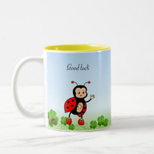 Schattig Lieveheersbeestje, Vierbladige Klaver op  Tweekleurige Koffiemok