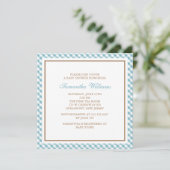 Schattig Light Blue Gingham Baby shower Kaart (Staand voorkant)