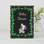 Schattig limoen groen Zebra Baby shower Kaart (Staand voorkant)
