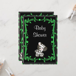 Schattig limoen groen Zebra Baby shower Kaart