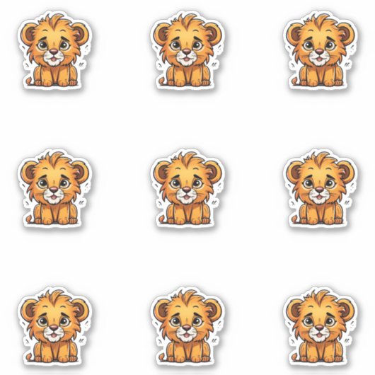 Schattig Lion Cub Sticker Pack (Voorkant)
