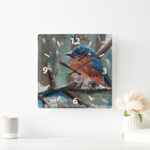 Schattig Little Eastern Bluebird Song Bird Small Vierkante Klok