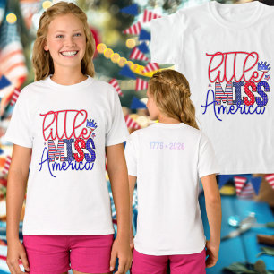 Schattig Little Miss America 250 1776 tot 2026 T-shirt