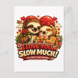 Schattig luiaard Valentijnsdag-liefdesontwerp, ik Briefkaart