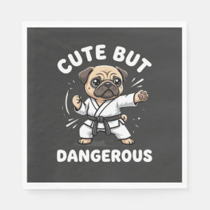 Schattig Maar Gevaarlijk Pug Hond Karate Servet
