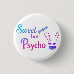 Schattig maar psycho konijn ronde button 3,2 cm