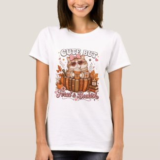 Schattig Maar Wild En Boekerig Kat Fall Pumpkin Sp T-shirt
