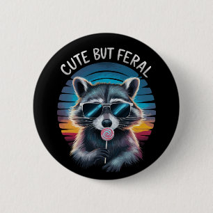 Schattig Maar Wild Grappig Wasbeer Ronde Button 5,7 Cm