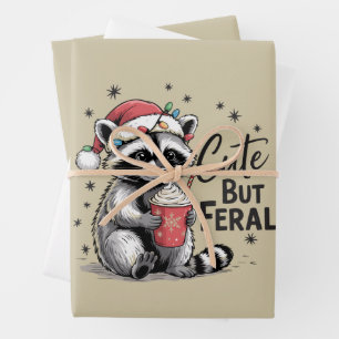 Schattig Maar Wild Kerst Wasbeer Schattig Dier Ker Inpakpapier Vel