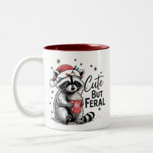 Schattig Maar Wild Kerst Wasbeer Schattig Dier Ker Tweekleurige Koffiemok