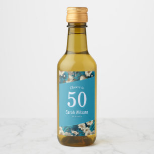 Schattig Madeliefje 30e Verjaardag Uniek Blauw Wijn Etiket