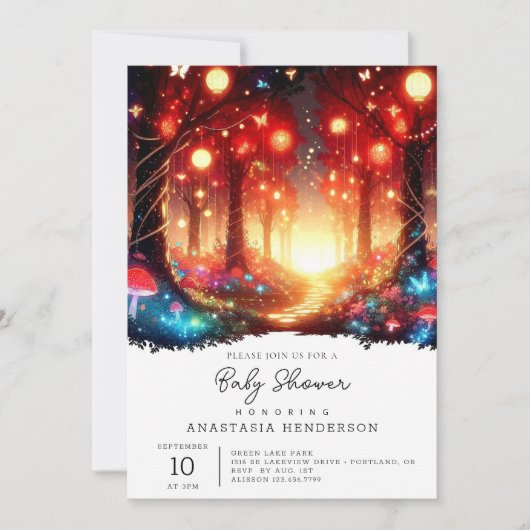 Schattig Magisch Betoverd Bos Baby shower Kaart (Voorkant)