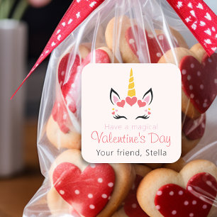 Schattig Magisch Eenhoorn Valentijnsdag Persoonlij Vierkante Sticker