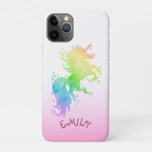 Schattig magisch watercolor regenboog eenhoorn iPhone 11 pro hoesje