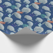 Schattig Manatees met bubbels patroon Cadeaupapier (Hoek)